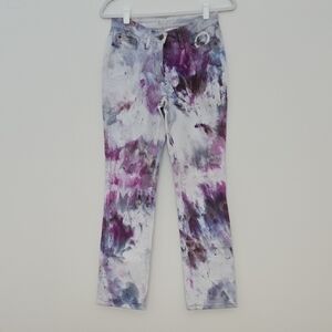 Boden Tie-Dye Jeans White Jeans Straight Leg Behemian 90's Y2K Size 4